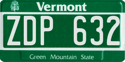 VT license plate ZDP632