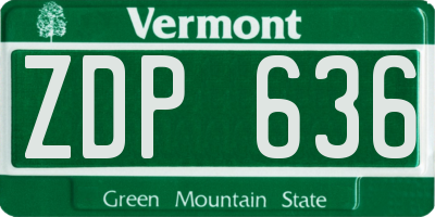 VT license plate ZDP636