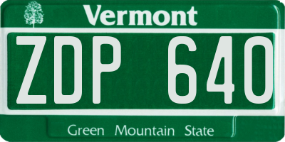 VT license plate ZDP640