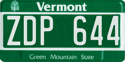VT license plate ZDP644