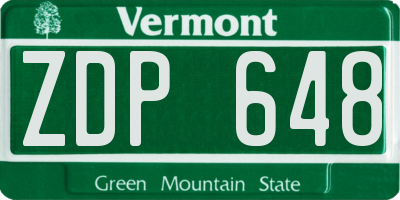 VT license plate ZDP648