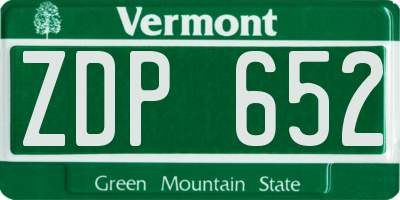 VT license plate ZDP652