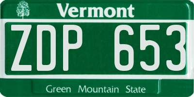 VT license plate ZDP653