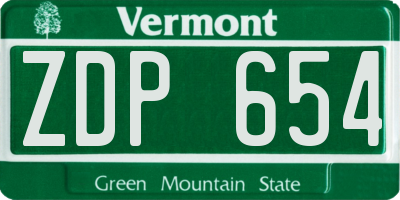 VT license plate ZDP654