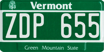 VT license plate ZDP655