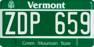 VT license plate ZDP659