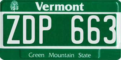 VT license plate ZDP663