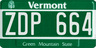 VT license plate ZDP664