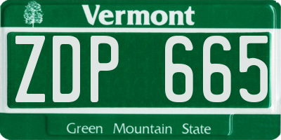 VT license plate ZDP665