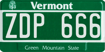 VT license plate ZDP666