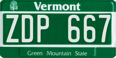 VT license plate ZDP667