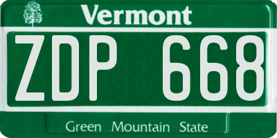 VT license plate ZDP668
