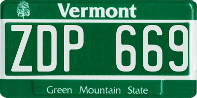 VT license plate ZDP669
