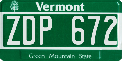 VT license plate ZDP672