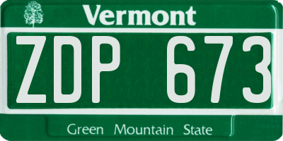 VT license plate ZDP673