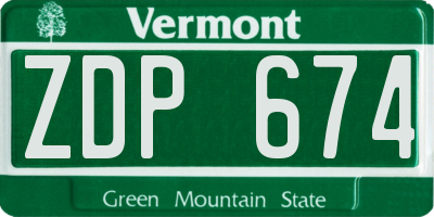 VT license plate ZDP674