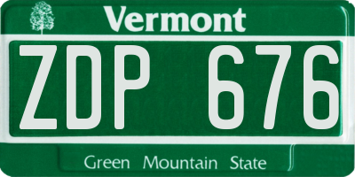 VT license plate ZDP676