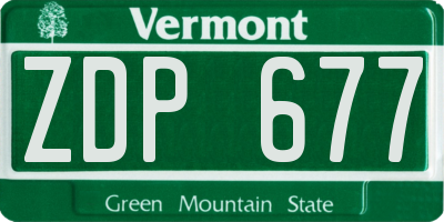 VT license plate ZDP677