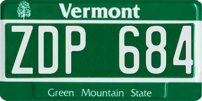 VT license plate ZDP684
