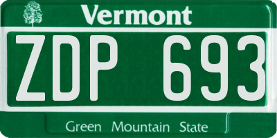 VT license plate ZDP693