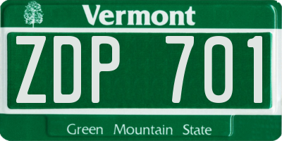 VT license plate ZDP701