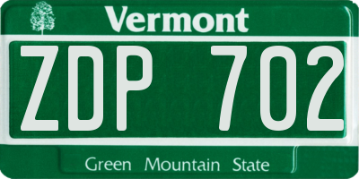 VT license plate ZDP702