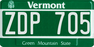 VT license plate ZDP705
