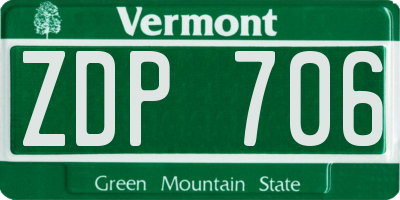 VT license plate ZDP706