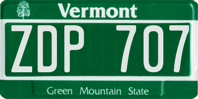 VT license plate ZDP707