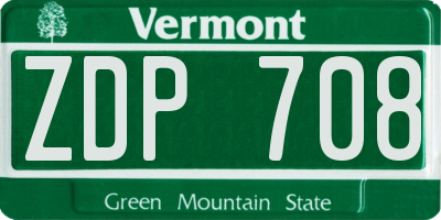 VT license plate ZDP708