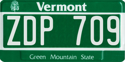 VT license plate ZDP709