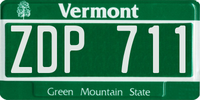 VT license plate ZDP711