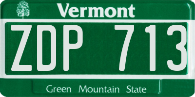 VT license plate ZDP713