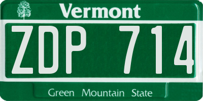 VT license plate ZDP714