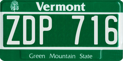 VT license plate ZDP716