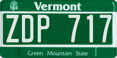 VT license plate ZDP717