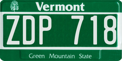 VT license plate ZDP718