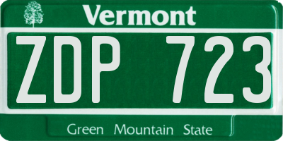 VT license plate ZDP723