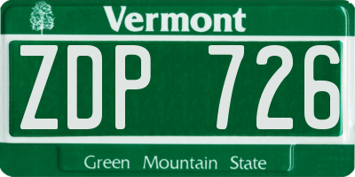 VT license plate ZDP726