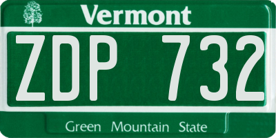 VT license plate ZDP732