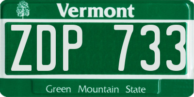 VT license plate ZDP733