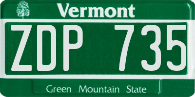 VT license plate ZDP735