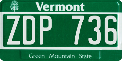 VT license plate ZDP736