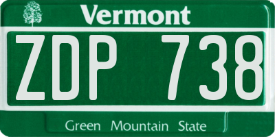 VT license plate ZDP738