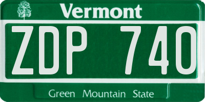 VT license plate ZDP740