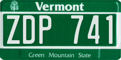 VT license plate ZDP741