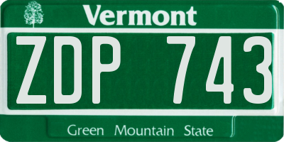VT license plate ZDP743