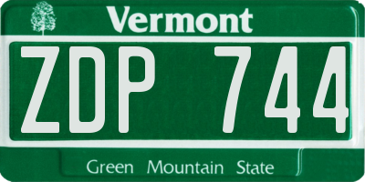 VT license plate ZDP744
