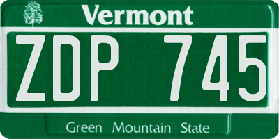 VT license plate ZDP745