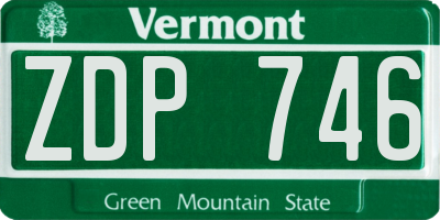 VT license plate ZDP746